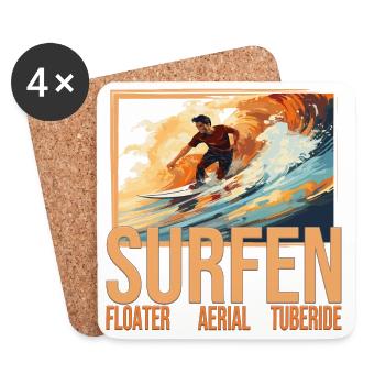 Floater - Aerial - Tuberide - Surfen - Untersetzer (4er-Set) - Weiß - Vorne