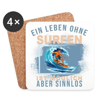 Ein Leben ohne Surfen ist möglich, aber Sinnlos - Untersetzer (4er-Set) - Weiß - Vorne