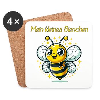 Strahlendes Bienchen | süßes Tiermotiv für Kinder - Untersetzer (4er-Set) - Weiß - Vorne