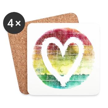 Heart Color Colored Artist - Coasters (set of 4) - white - Front