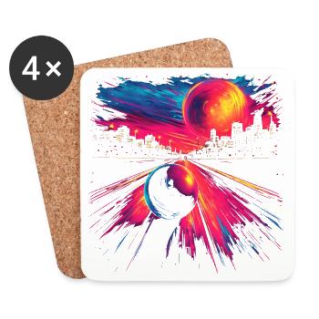 Retro Bowling 80s Look - Coasters (set of 4) - white - Front