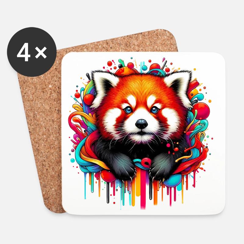 Kleiner Panda - Untersetzer (4er-Set) - Weiß