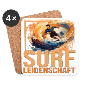 Surf Leidenschaft - Untersetzer (4er-Set) - Weiß - Vorne