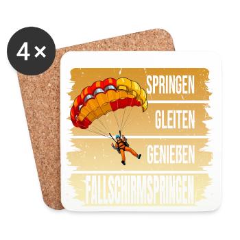 Springen - Gleiten - Genießen - Fallschirmspringen - Untersetzer (4er-Set) - Weiß - Vorne