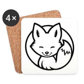 Kleiner Fuchs (Schwarzweiß) - Untersetzer (4er-Set) - Weiß - Vorne