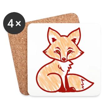Renard roux (rouge) - Dessous de verre (lot de 4) - blanc - Devant
