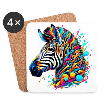 Zebra - Untersetzer (4er-Set) - Weiß - Vorne