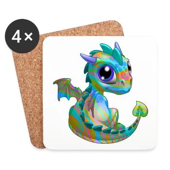 Baby Dragon Psy| Cute Psy Baby Dragon - Coasters (set of 4) - white - Front