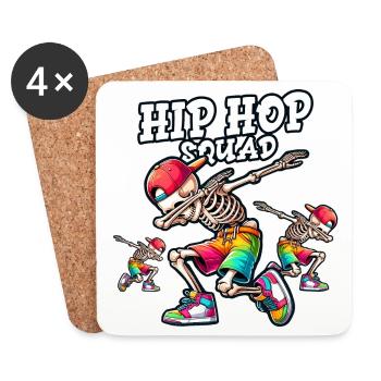 Hip Hop Squad – Cool Dabbing Skeleton Dab Street - Coasters (set of 4) - white - Front