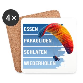 Essen - Paragliden - Schlafen - Wiederholen - Untersetzer (4er-Set) - Weiß - Vorne