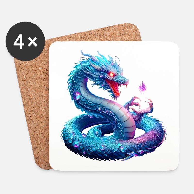 Dragon (03) - Coasters (set of 4) - white