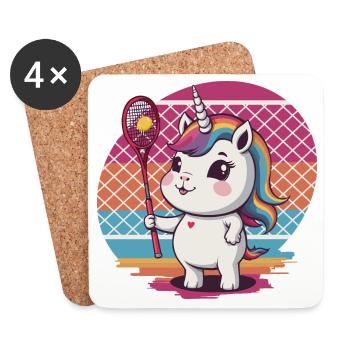 Licorne de tennis - Dessous de verre (lot de 4) - blanc - Devant