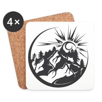 Montagnes En Plein Air Nature Forêt Paysage Graphique Logo - Dessous de verre (lot de 4) - blanc - Devant