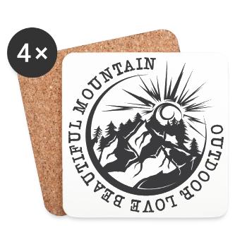 Mountains Adventure Outdoor Nature Illustration Graphic - Coasters (set of 4) - white - Front