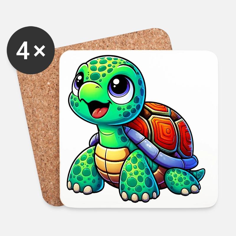 Schildkröte - Untersetzer (4er-Set) - Weiß