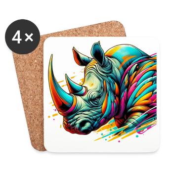 Rhinocéros - Dessous de verre (lot de 4) - blanc - Devant