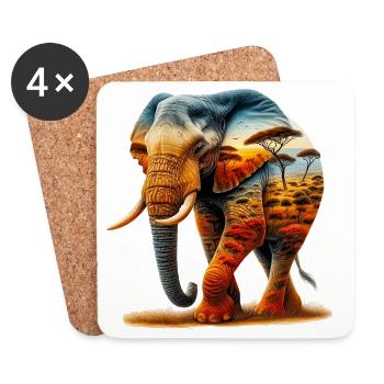 Elefant - Untersetzer (4er-Set) - Weiß - Vorne