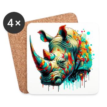 Rhinoceros - Coasters (set of 4) - white - Front