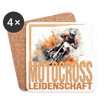 Motocross Leidenschaft - Untersetzer (4er-Set) - Weiß - Vorne