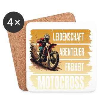 Leidenschaft - Abenteuer - Freiheit - Motocross - Untersetzer (4er-Set) - Weiß - Vorne