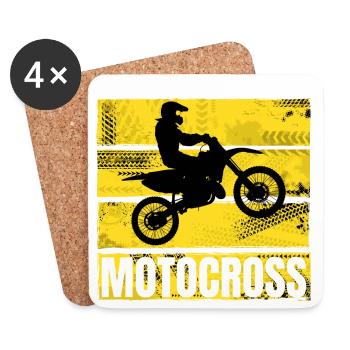 Motocross - Untersetzer (4er-Set) - Weiß - Vorne