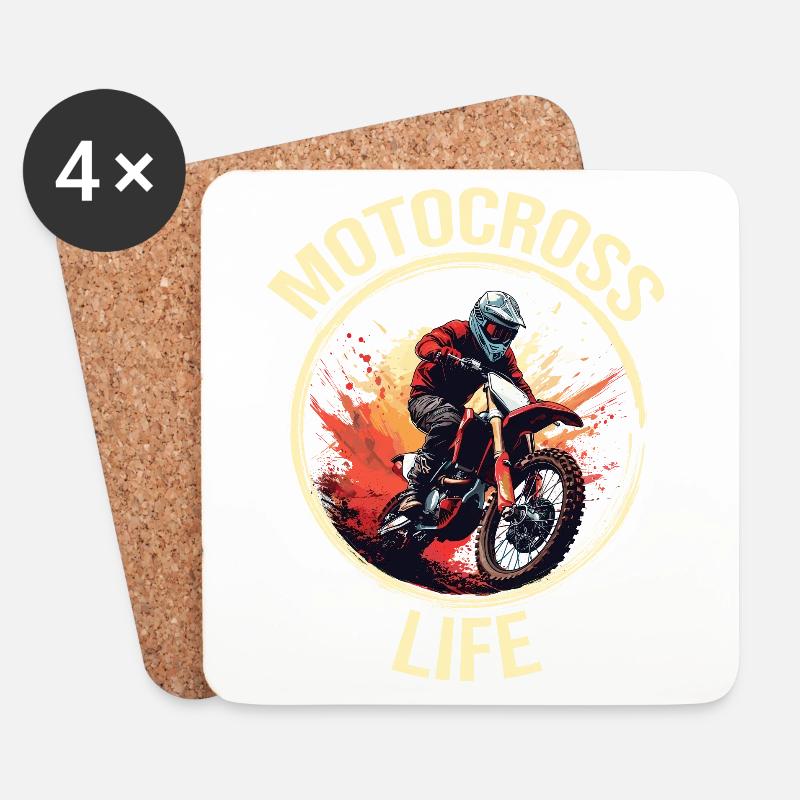 Motocross Life - Untersetzer (4er-Set) - Weiß