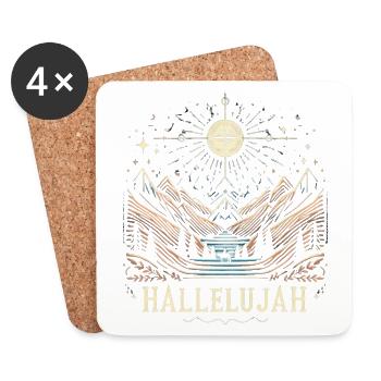 Hallelujah Mountain Landscape Starry Sky - Coasters (set of 4) - white - Front