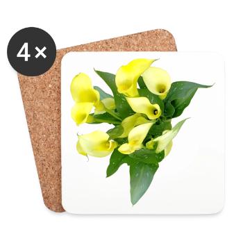 Zarte Gelbe Calla Blüten - Untersetzer (4er-Set) - Weiß - Vorne