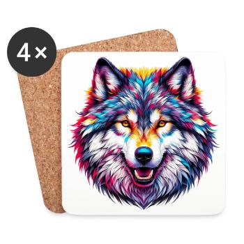 Loup - Dessous de verre (lot de 4) - blanc - Devant