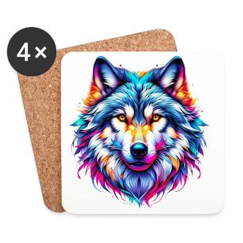 Loup - Dessous de verre (lot de 4) - blanc - Devant