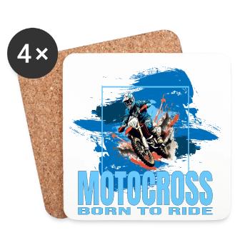 Born to Ride - Motocross - Untersetzer (4er-Set) - Weiß - Vorne