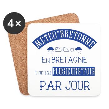 Météo Bretagne Beau temps plusieurs fois par jour - Dessous de verre (lot de 4) - blanc - Devant