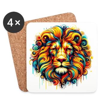Lion - Coasters (set of 4) - white - Front