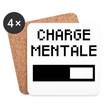 Charge Mentale – Batterie Qui se Vide - Femme - Dessous de verre (lot de 4) - blanc - Devant