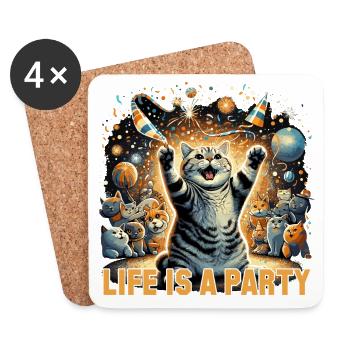 Chat British Shorthair BKH Party cadeau - Dessous de verre (lot de 4) - blanc - Devant