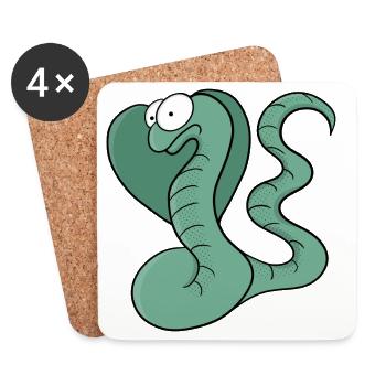 Un serpent mignon - Dessous de verre (lot de 4) - blanc - Devant