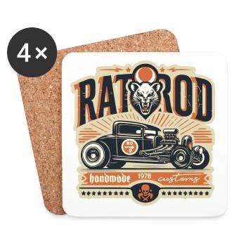 Ratsking Ratlook Shirt – Rustic Custom Style - Coasters (set of 4) - white - Front