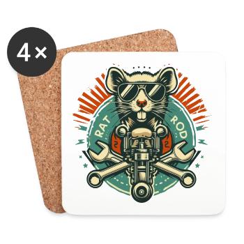 Ratsking Ratlook Shirt – Rustic Custom Style - Coasters (set of 4) - white - Front