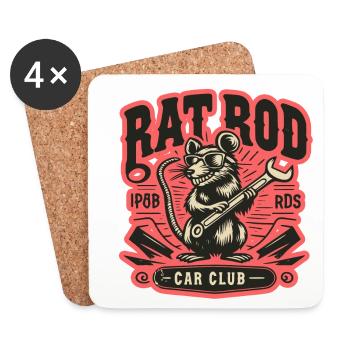 Ratsking Ratlook Shirt – Rustic Custom Style - Coasters (set of 4) - white - Front