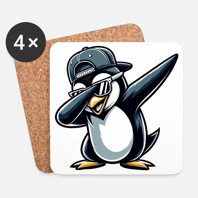 Cooler Pinguin Dabbing - Untersetzer (4er-Set) - Weiß