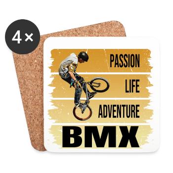 Passion - Life - Adventure - BMX - Untersetzer (4er-Set) - Weiß - Vorne