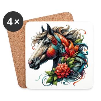 Cheval - Dessous de verre (lot de 4) - blanc - Devant