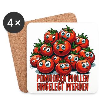 Tomaten Pomidoren einlegen Geschenk - Untersetzer (4er-Set) - Weiß - Vorne