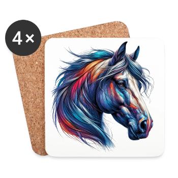 Cheval - Dessous de verre (lot de 4) - blanc - Devant