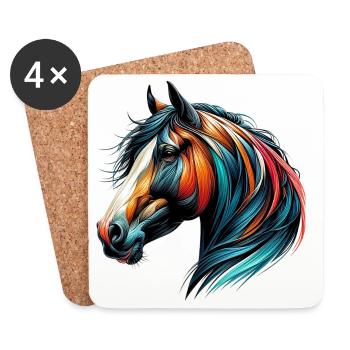 Cheval - Dessous de verre (lot de 4) - blanc - Devant