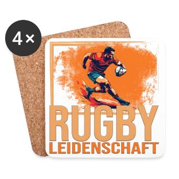 Rugby Leidenschaft - Untersetzer (4er-Set) - Weiß - Vorne