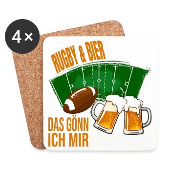 Rugby & Bier - Das gönn ich mir - Untersetzer (4er-Set) - Weiß - Vorne
