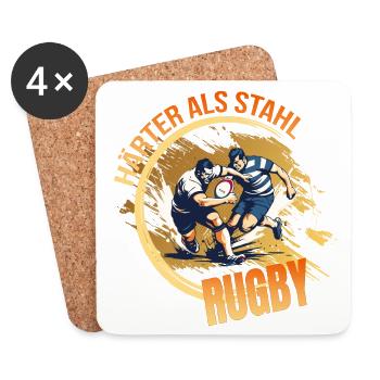 Härter als Stahl - Rugby - Untersetzer (4er-Set) - Weiß - Vorne