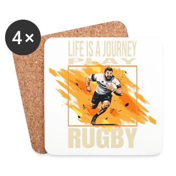 Life is a journey - Play Rugby - Untersetzer (4er-Set) - Weiß - Vorne