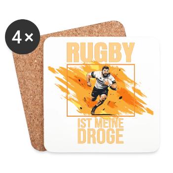 Rugby ist meine Droge - Untersetzer (4er-Set) - Weiß - Vorne